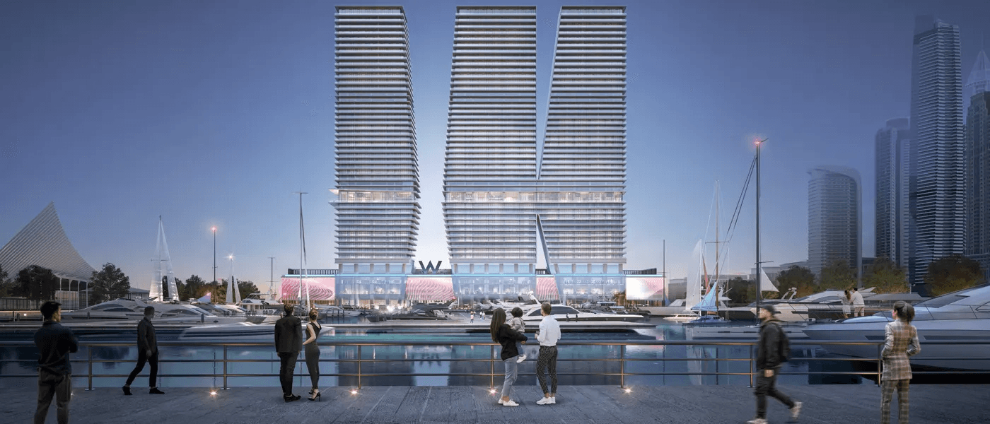 W Residences Dubai Harbour — жилые башни у набережной в Дубае